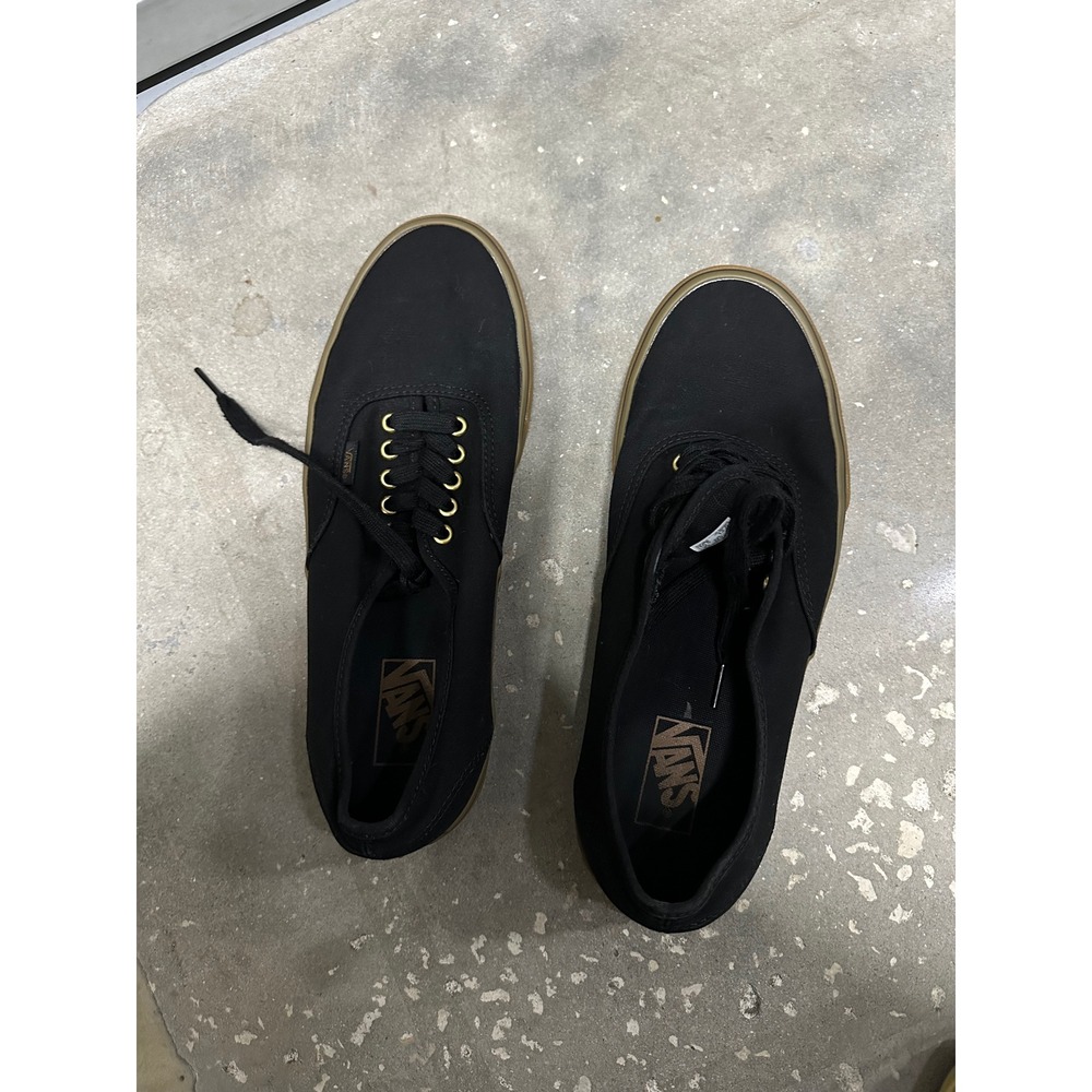 Vans Authentic Black Gum Sole Canvas Skate Shoes Mens 10.5 Womens 12 Low Top